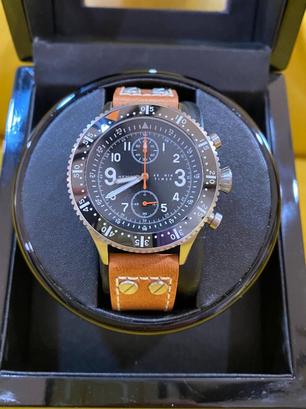 Hemel HF5 The Brabant Meca-Quartz Chronograph Watch 42mm Sapphire Leather